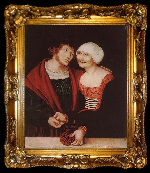 framed  CRANACH, Lucas the Elder Amorous Old Woman and Young Man gjkh, ta009-2